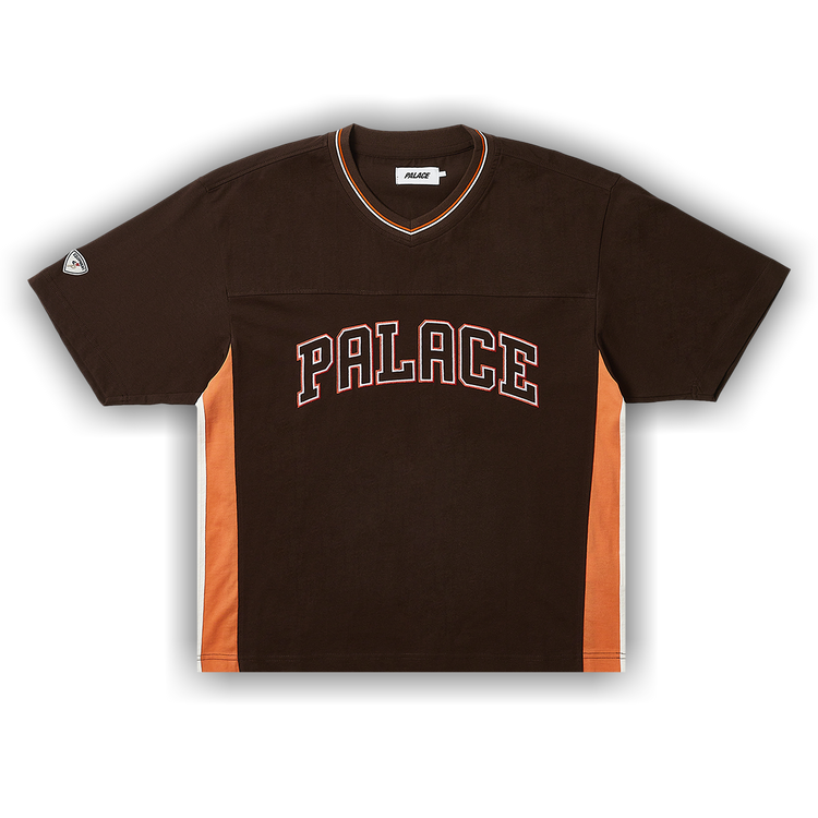 Buy Palace Panel V-Neck Jersey 'Brown' - P25ES088 | GOAT