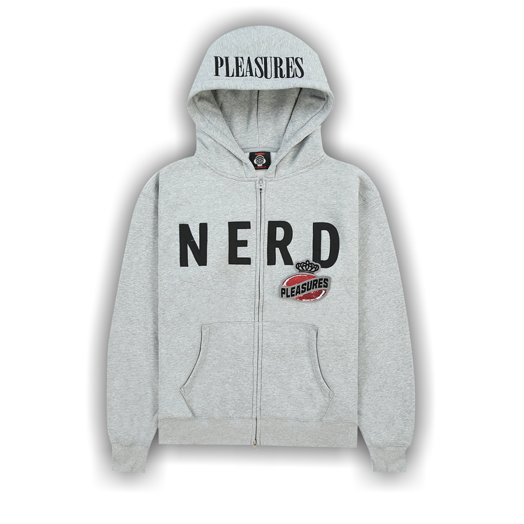 Buy Pleasures Nerd Zip Up Hoodie 'Heather Grey' - P23N002