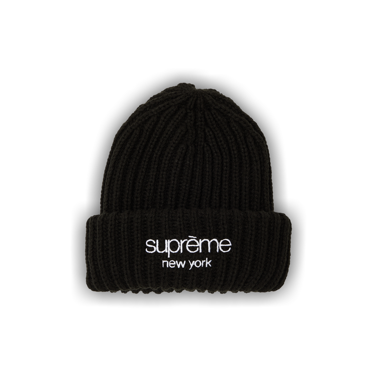 Buy Supreme Classic Logo Chunky Ribbed Beanie 'Black' - FW23BN90