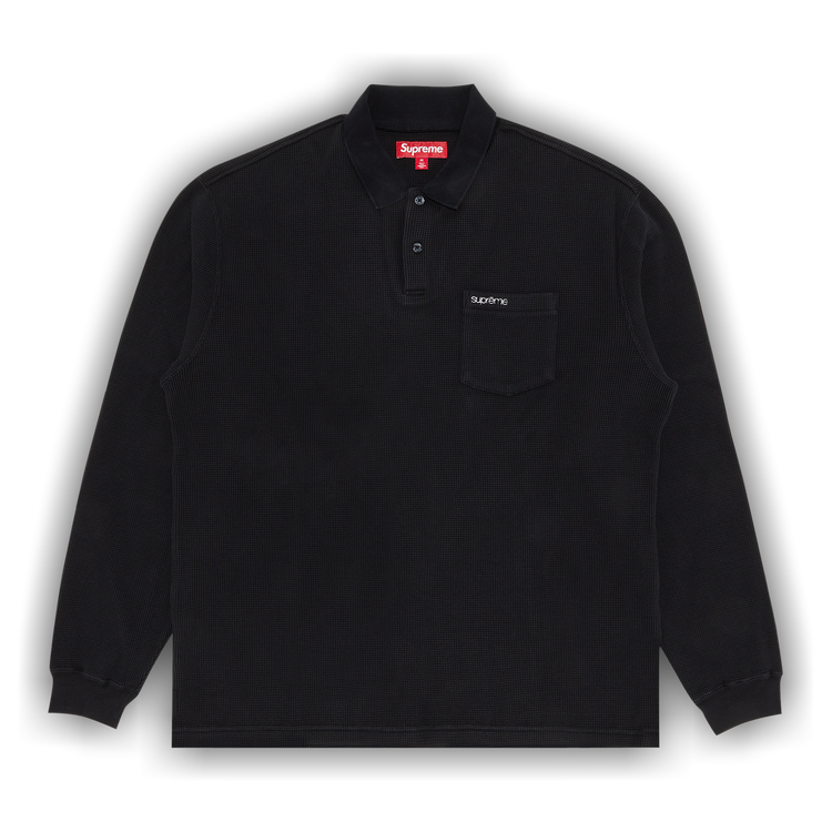 Buy Supreme Thermal Long-Sleeve Polo 'Black' - FW23KN23 BLACK | GOAT