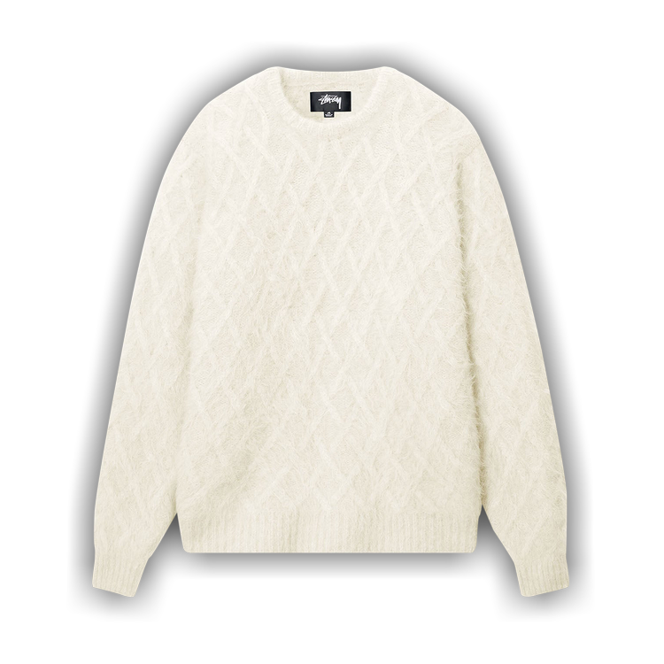 Buy Stussy Fuzzy Lattice Crew Sweater 'Ivory' - 117198 IVOR | GOAT