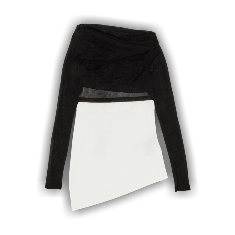 Buy MM6 Maison Margiela Sheer Rib Jersey Top 'Black/White