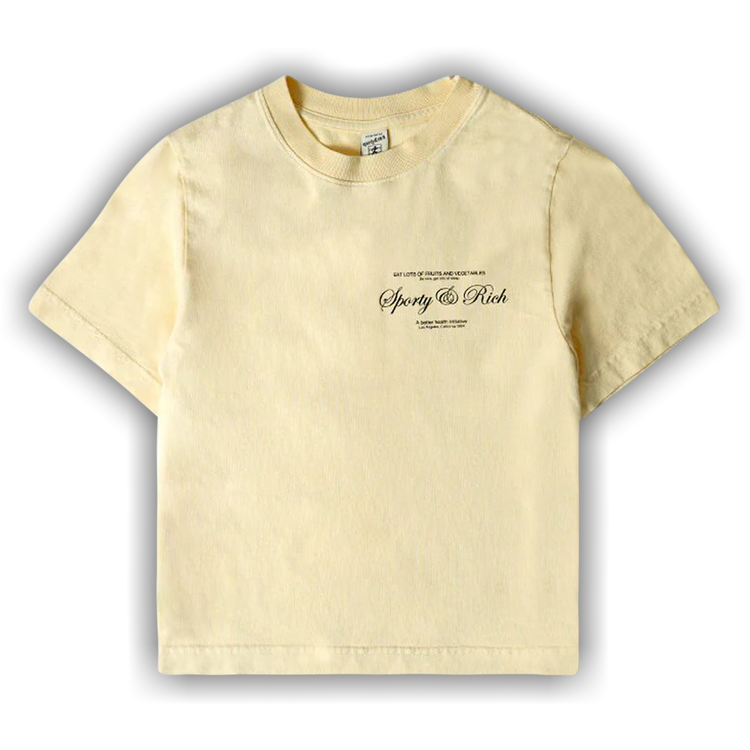 Tシャツ・カットソー Sporty & Rich Women's Script Crop T-Shirt TS861AL Sporty & Rich - CROPPED SCRIPT T-SHIRT WITH AMOND LOGO – LE