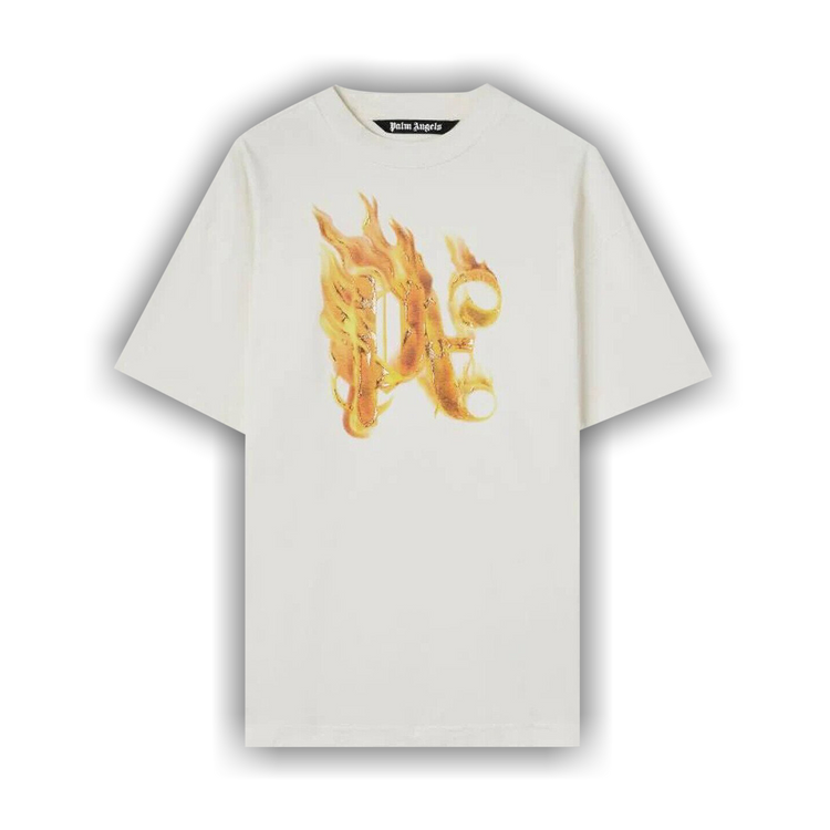 Buy Palm Angels Burning Monogram T-Shirt 'Off White/Gold