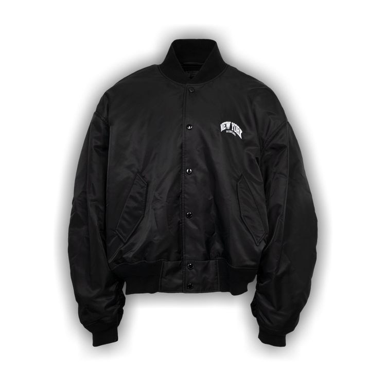 Buy Balenciaga NY Varsity Jacket 'Black' - 774063 TN027 1000