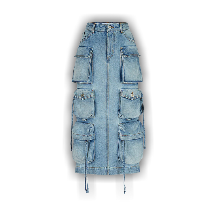 Buy The Attico Midi Denim Skirt 'Sky Blue' - 241WCS189 D073