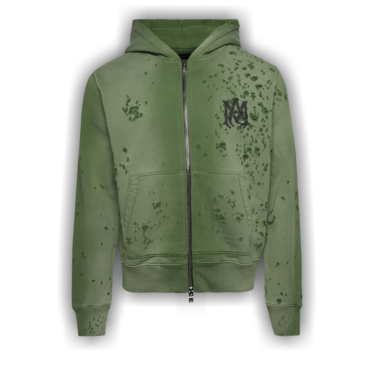 Buy Amiri MA Logo Shotgun Zip Hoodie 'Green' - AMJYHD1002 GREE | GOAT