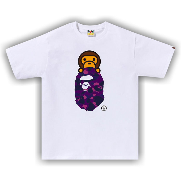 Buy BAPE Color Camo Milo On Ape Head Tee 'White/Purple' - 2K30 110
