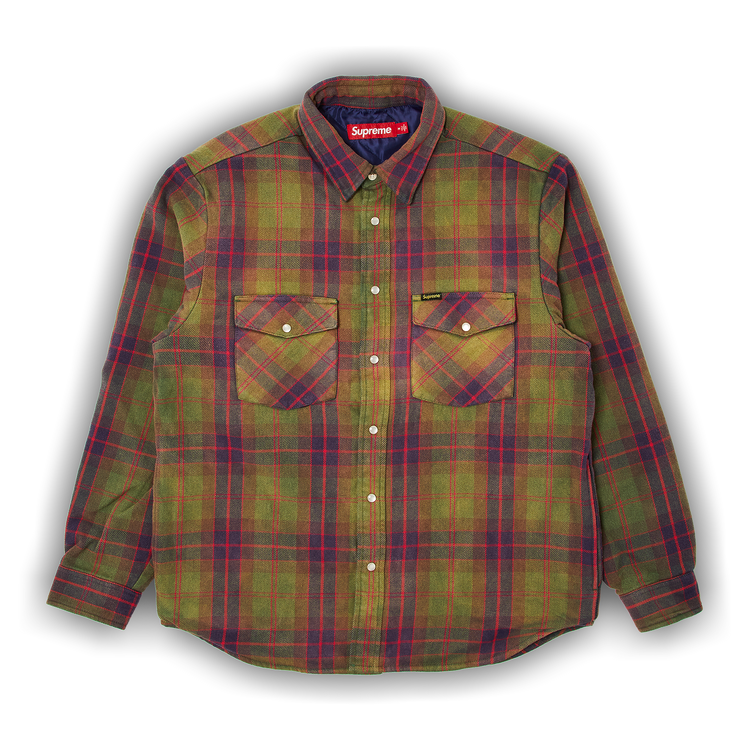 Buy Supreme Quilted Flannel Snap Shirt 'Green' - SS24S10