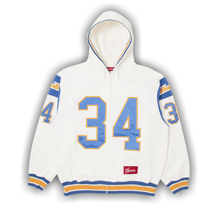 Buy Supreme Football Zip Up Hooded Sweatshirt 'White