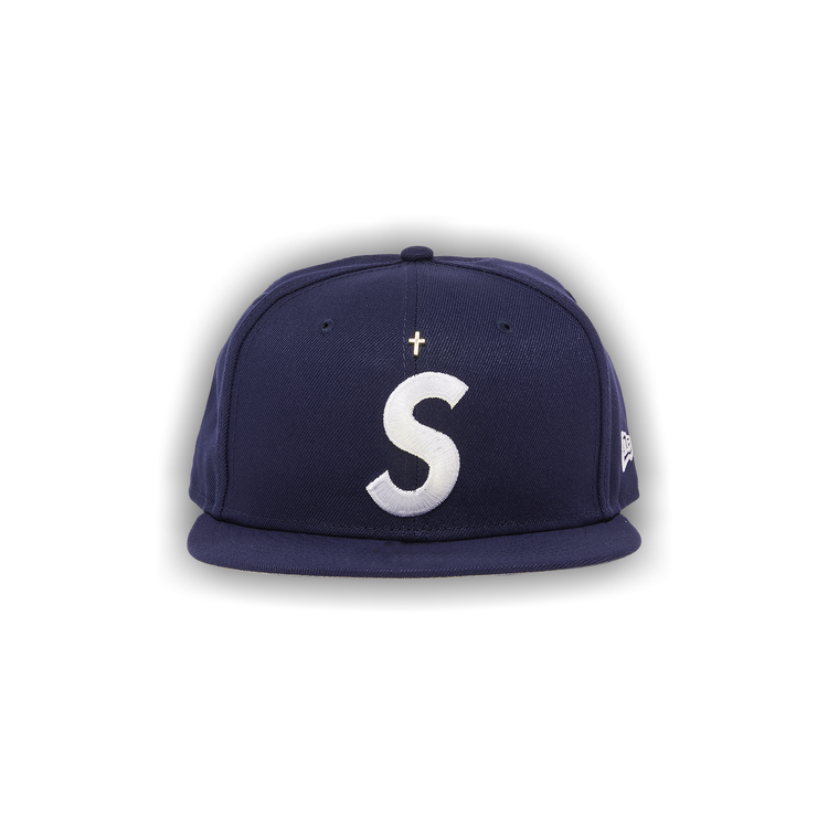 Size 7 3/8 Supreme Gold Cross S Logo New Era 'Light Navy'