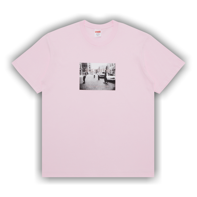 Supreme pink box logo t shirt on sale