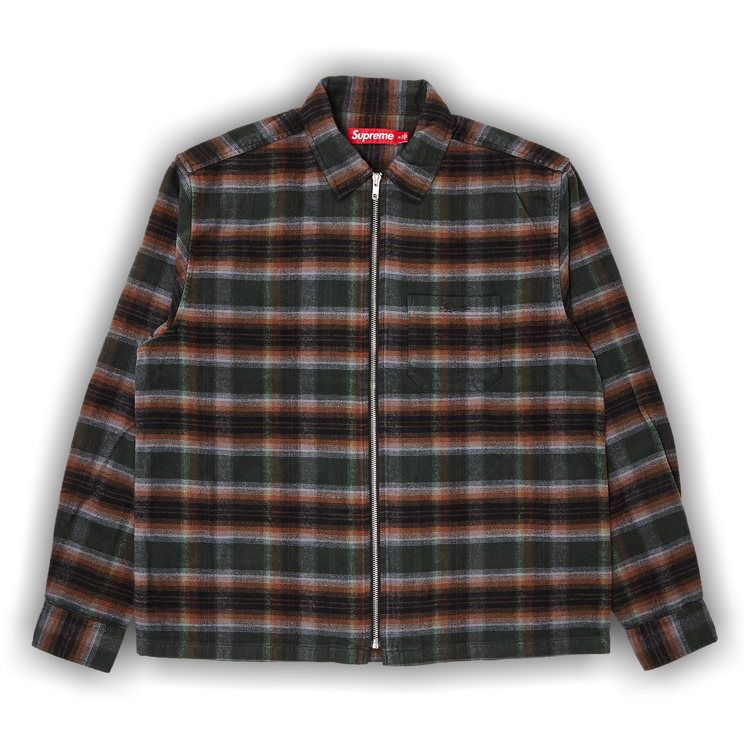 Buy Supreme Shadow Plaid Flannel Zip Up Shirt 'Green' - SS24S9