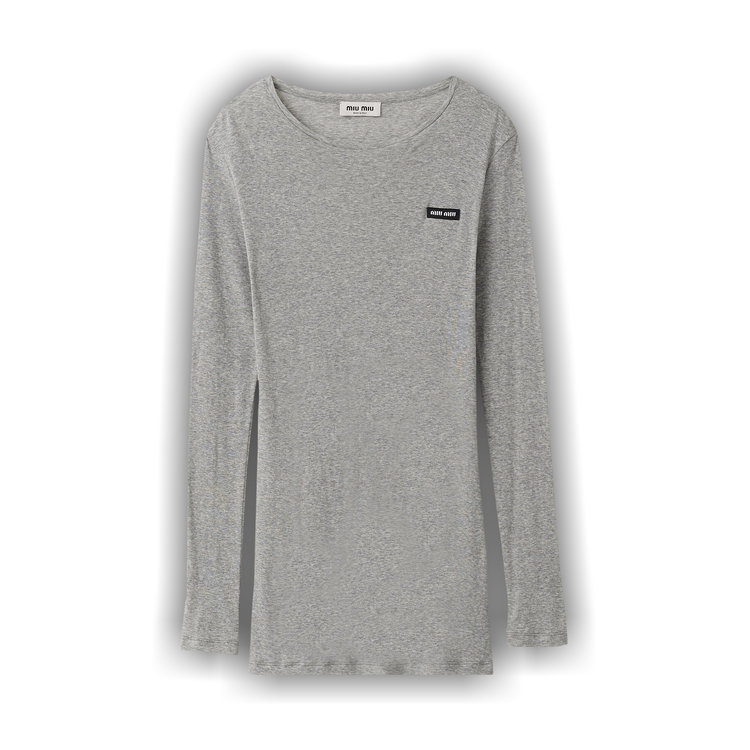 Buy Miu Miu Ribbed Knit Jersey Dress 'Grey' - MJA842 S 231