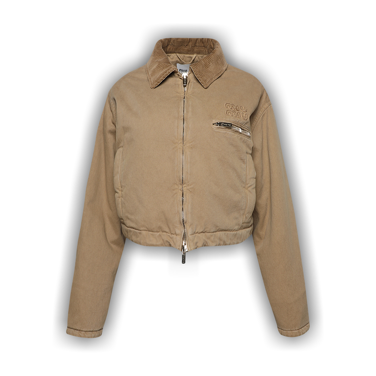 Garment-dyed blouson jacket with embroidered logo ブルゾン Iron Gray Garment-dyed Blouson Jacket With Embroidered Logo