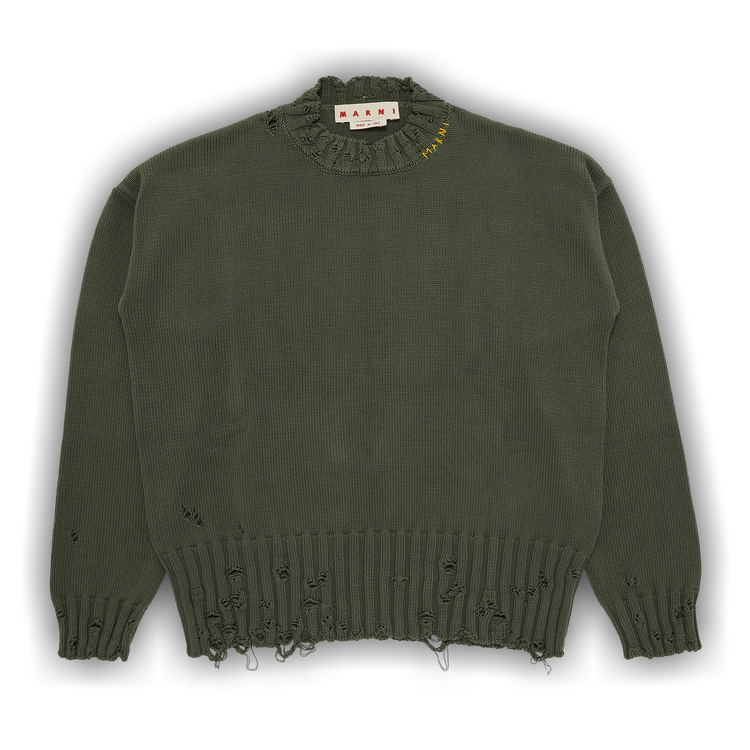 Buy Marni Distressed Finish Knit Jumper 'Leaf Green