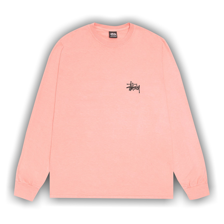 Buy Stussy Basic Long-Sleeve Tee Pigment Dyed 'Coral