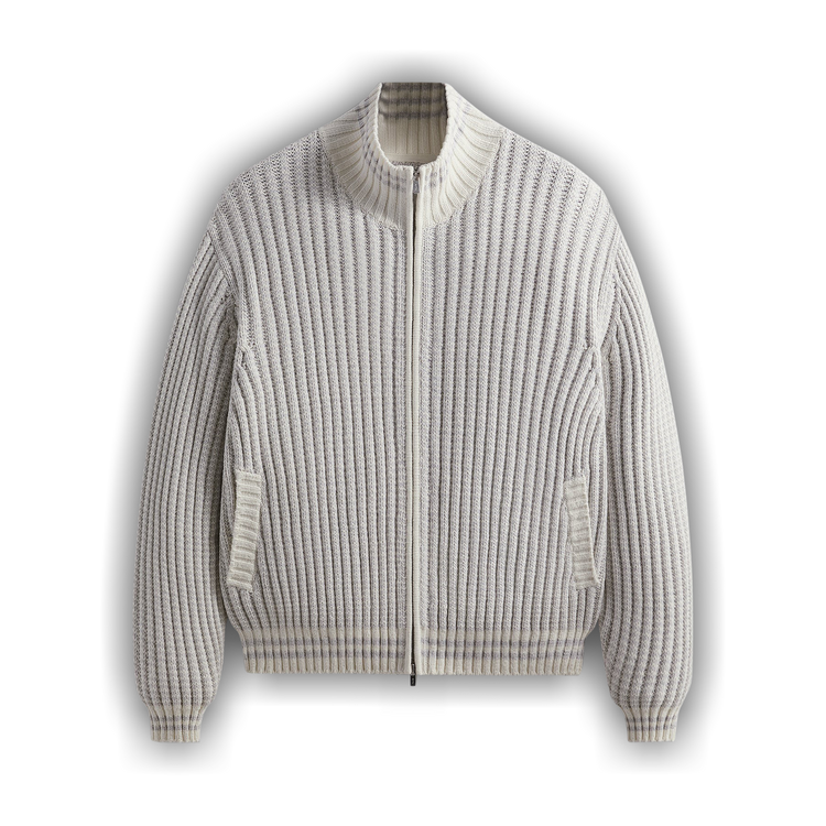 ★24-25FW新作★ROMANTIC CROWN★TWO TONE HEAVY KNIT ZIP UP Buy Kith Wyona Open Knit Full Zip Sweater 'Light Heather