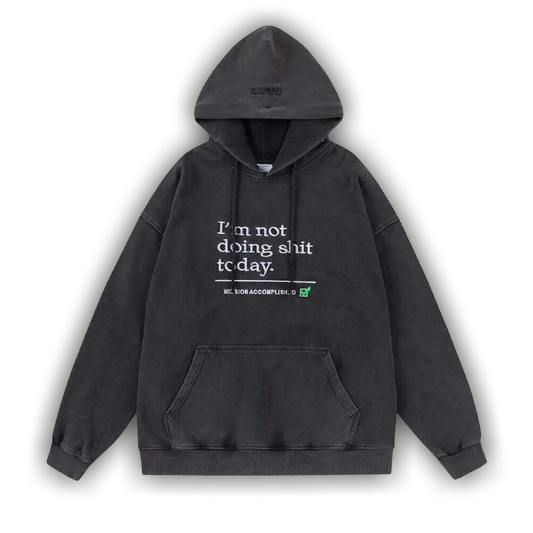 Buy Vetements Not Doing Shit Today Hoodie 'Washed Black Buy Vetements Not Doing Shit Today Hoodie 'Washed Black