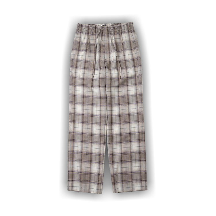 Buy Auralee Super Light Wool Check Easy Slacks 'Brown Buy Auralee Super Light Wool Check Easy Slacks 'Brown