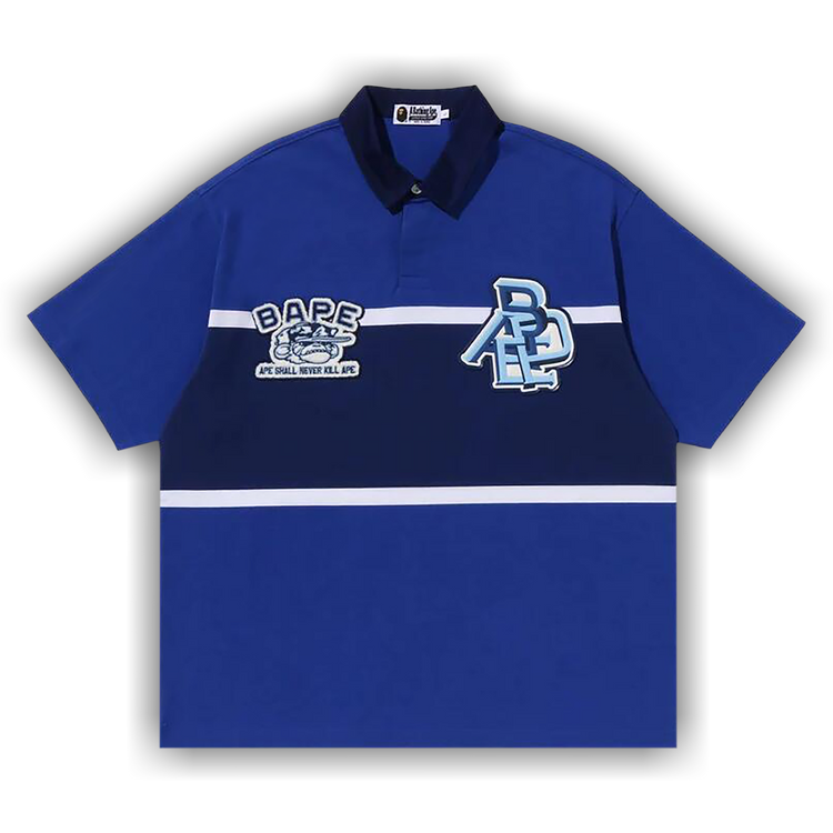 Buy BAPE Color Blocking Oversized Rugby Polo 'Blue' - 1J30