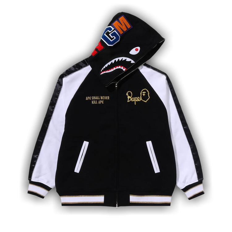 Buy BAPE Souvenir Shark Zip Hoodie 'Black' - 1K30 115 308