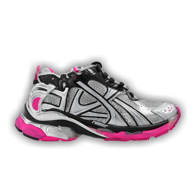 Size 6.0 Balenciaga Wmns Runner Sneaker Worn Out Silver Pink