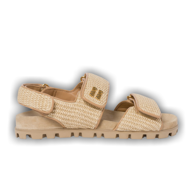 Buy Miu Miu Wmns Sporty Stuoia Raffia Sandal 'Natural