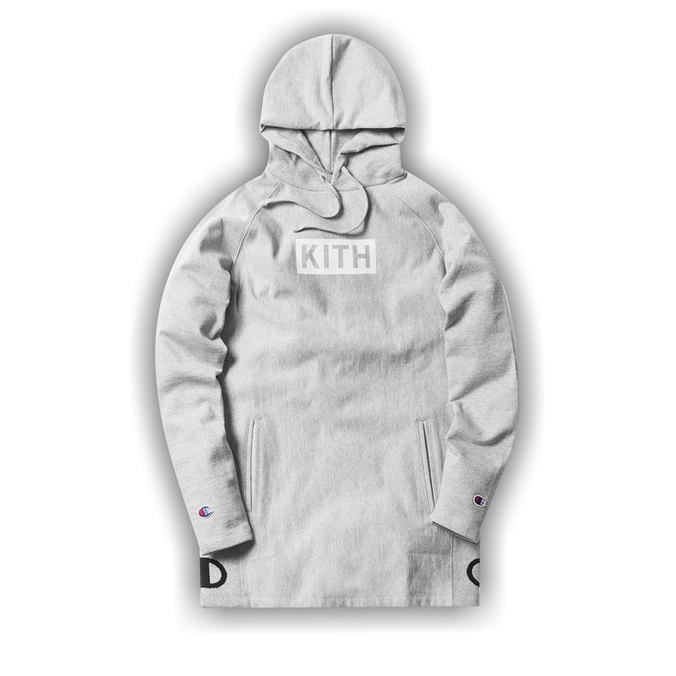 Buy Kith x Champion Extended Hoodie 'Heather Grey' - KH2132 103 | GOAT