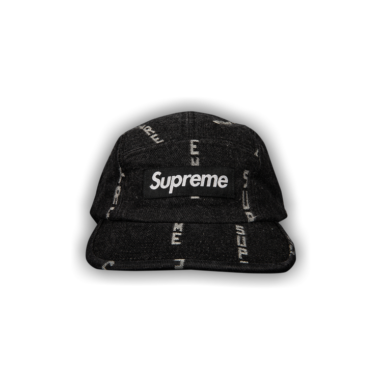 Buy Supreme Logo Stripe Jacquard Denim Camp Cap 'Black' - FW20H103