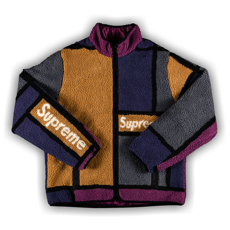 Buy Supreme Reversible Colorblocked Fleece Jacket 'Purple