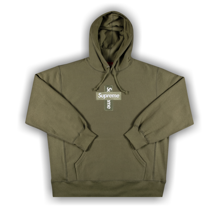 Buy Supreme Cross Box Logo Hooded Sweatshirt 'Light Olive ...