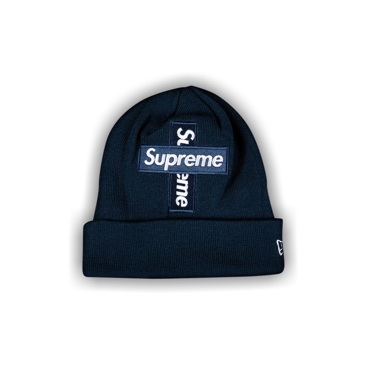 Buy Supreme x New Era Cross Box Logo Beanie 'Navy