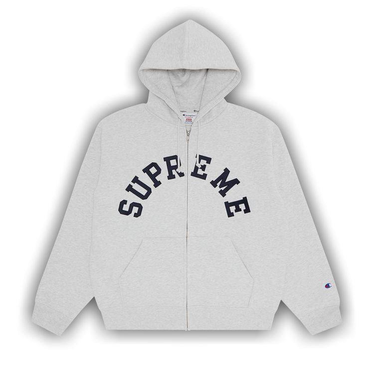 Buy Supreme x Champion Zip Up Hooded Sweatshirt 'Ash Grey