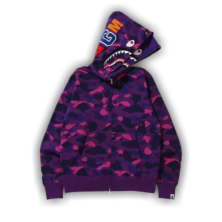 Buy BAPE Color Camo Shark Wide Full Zip Double Hoodie Purple 1G80 115 022 PURPLE GOAT CA