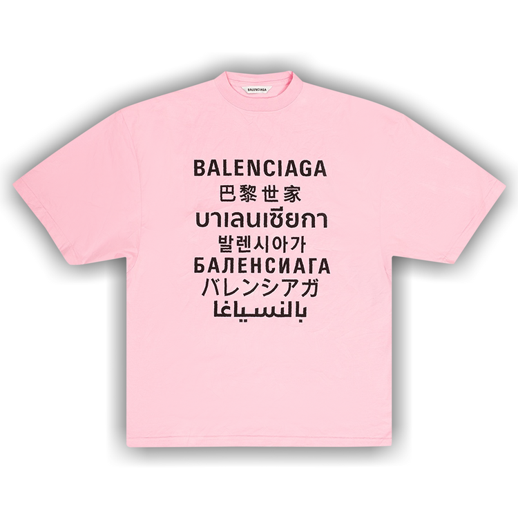 Buy Balenciaga Languages Oversized T-Shirt 'Pink/Black