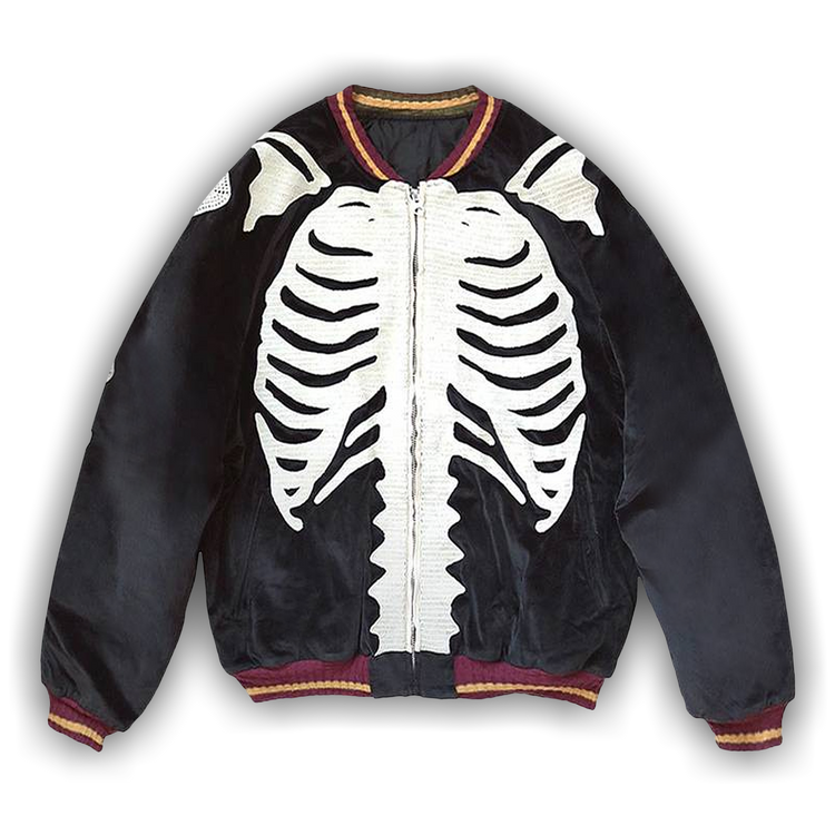 Buy Kapital Velveteen Bone Embroidery Souvenir Jacket 'Black
