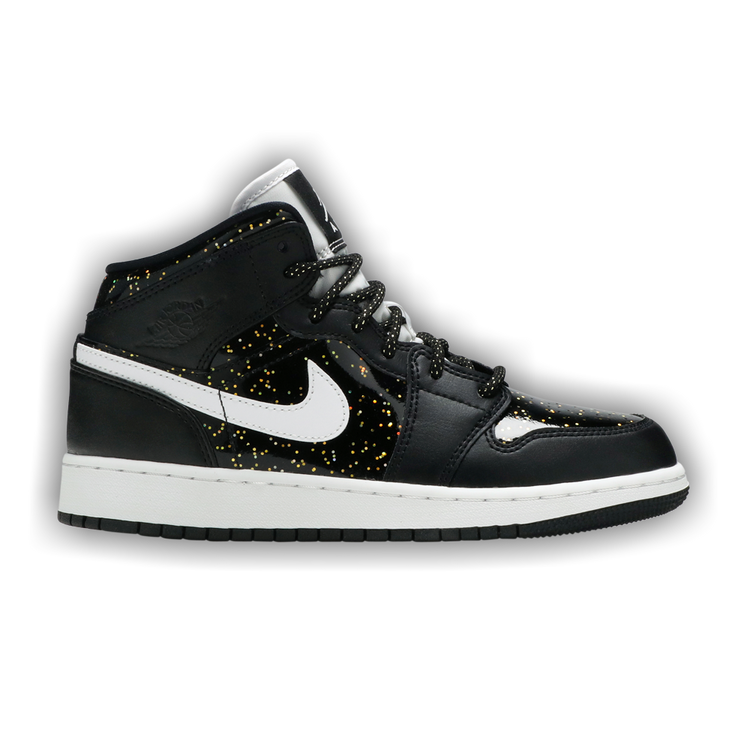 Size 4.0 Air Jordan 1 Mid SE GS Black Glitter