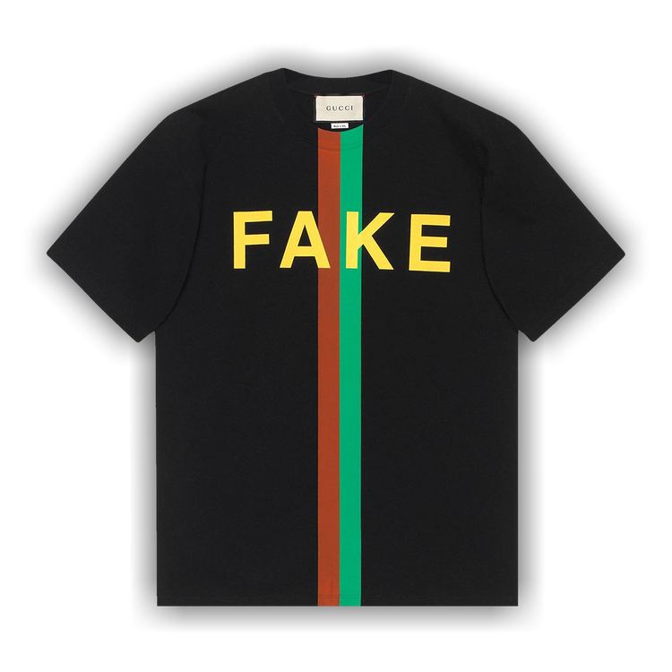 Buy Gucci Fake/Not Print Oversize T-Shirt 'Black' - 616036 XJCXX