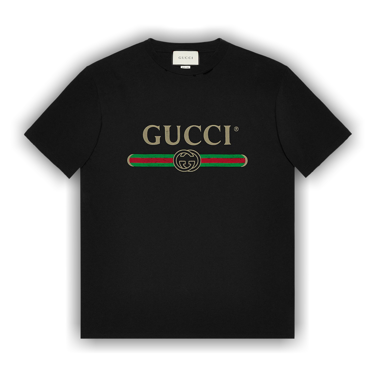 Gucci ラガーシャツ Gucci Cotton Jersey T-Shirt With Gucci Print 'Navy' 784361-XJGKA-4735