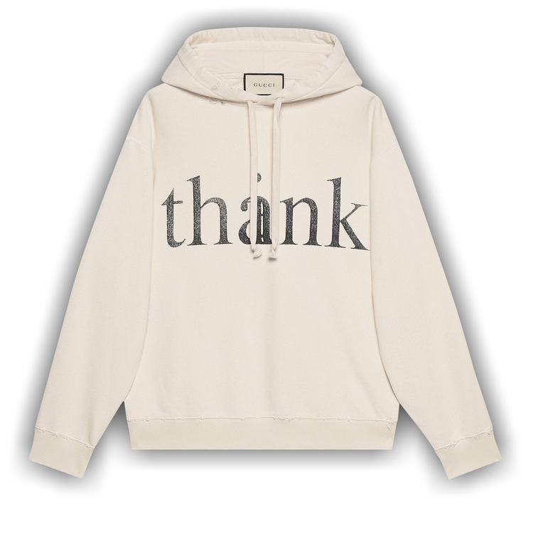 Buy Gucci Think/Thank Print Hooded Sweatshirt 'Off White' - 634674