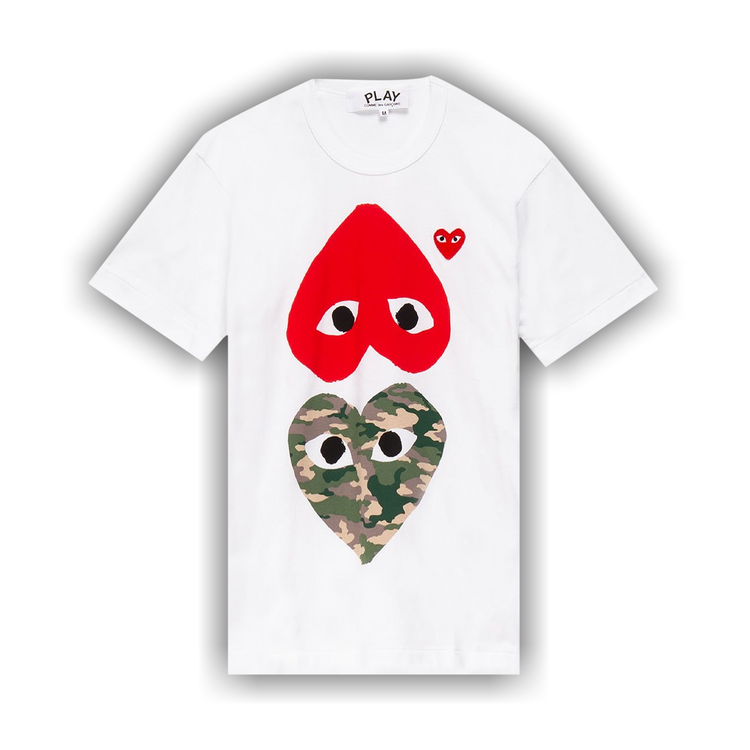 Buy Comme des Garçons PLAY Double Heart Tee 'White' - P1T248 1 | GOAT