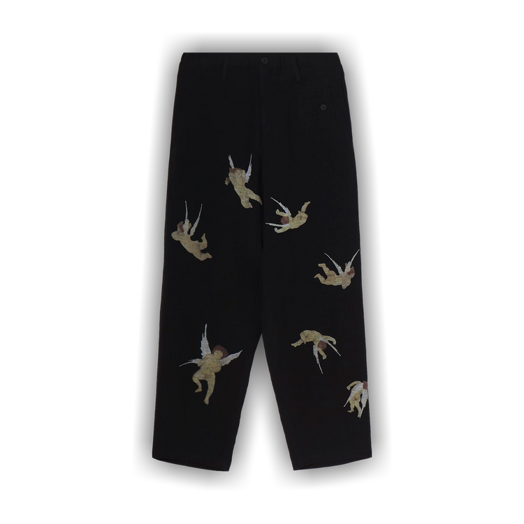 Buy Yohji Yamamoto Angel Print Pants 'Black' - HS P52 358 1