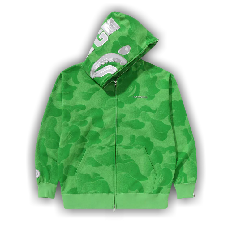 Bape shark hoodie green camo top
