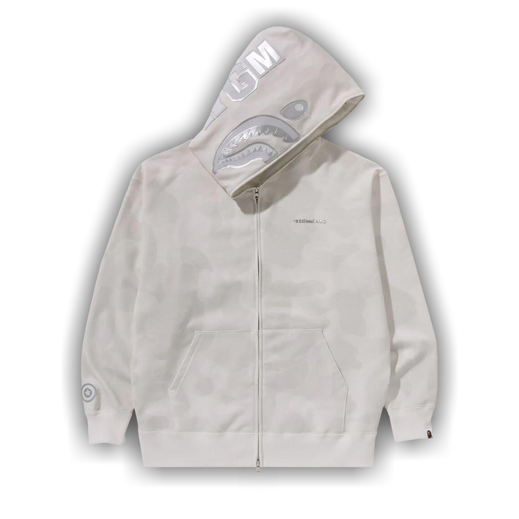 Size xxl BAPE Ink Camo Shark Zip Hoodie White