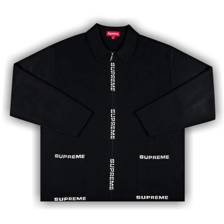 Buy Supreme Logo Trim Zip Up Cardigan 'Black' - SS21SK12 BLACK | GOAT
