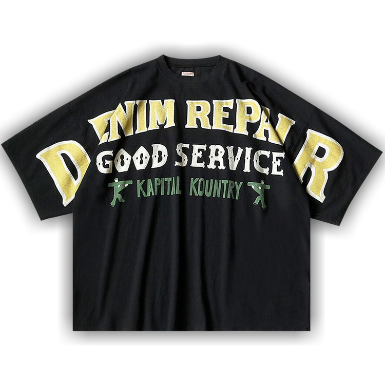 Buy Kapital Denim Repair Huge Jersey T-Shirt 'Black' - K2303SC036