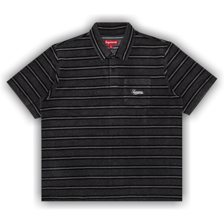 トップス Supreme Stripe Zip L/S Polo BLACK L Supreme Stripe Zip L S Polo (FW24) - $128