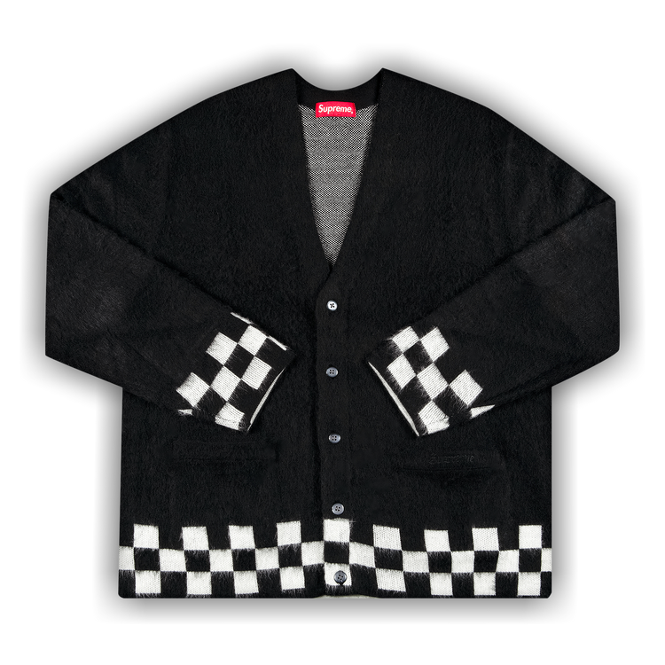 Buy Supreme Brushed Checkerboard Cardigan 'Black' - SS21SK17 BLACK | GOAT