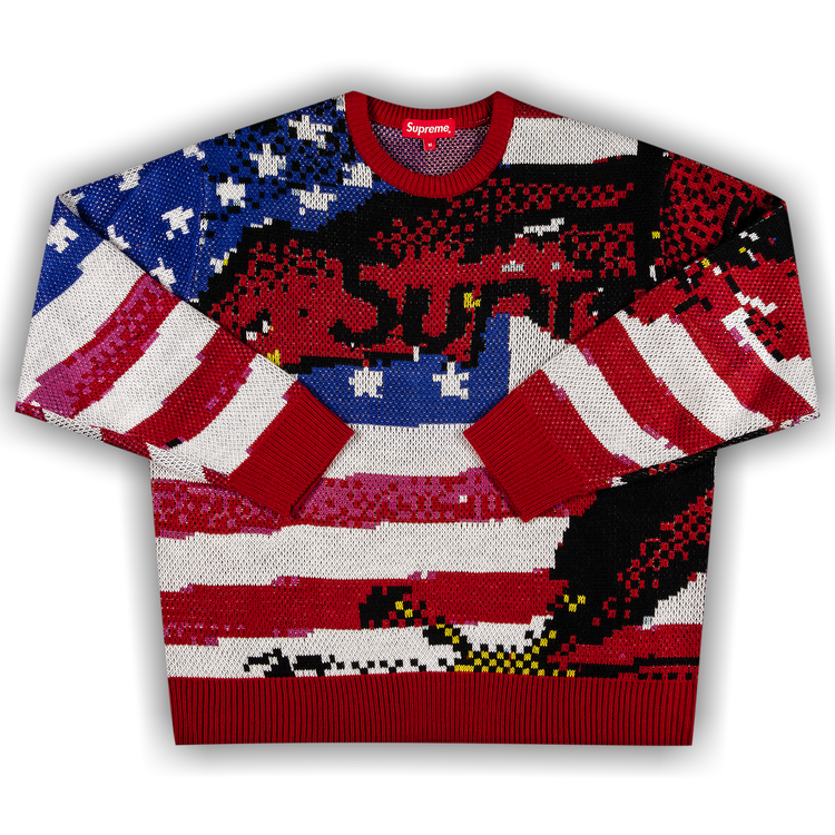 Buy Supreme Digital Flag Sweater 'Red' - SS21SK8 RED | GOAT